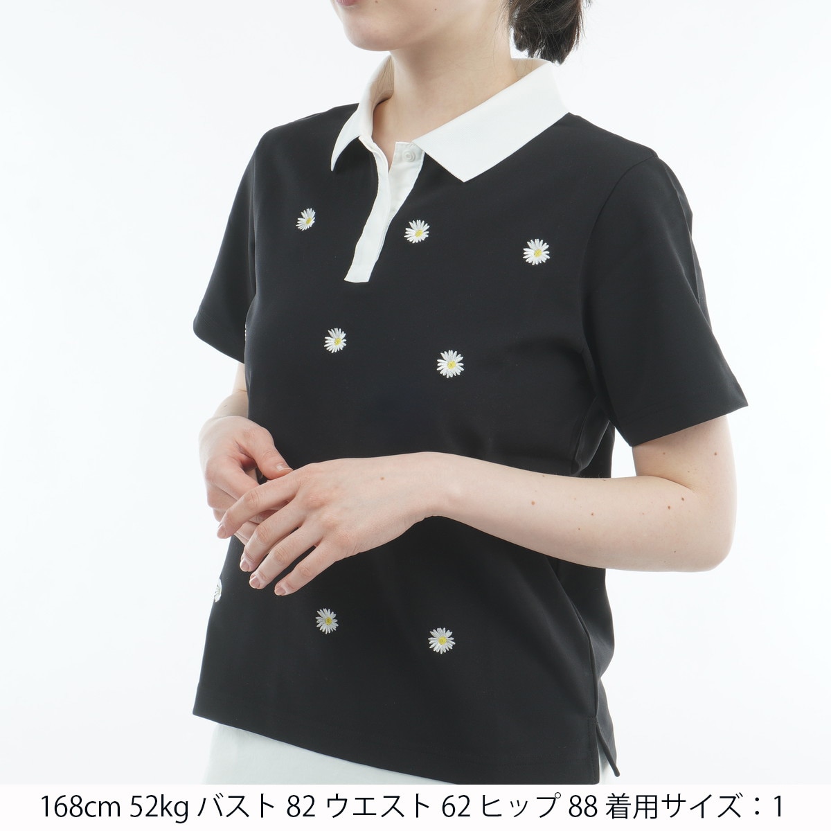 グリッドストレッチ Flower 半袖ポロシャツ レディス(半袖シャツ