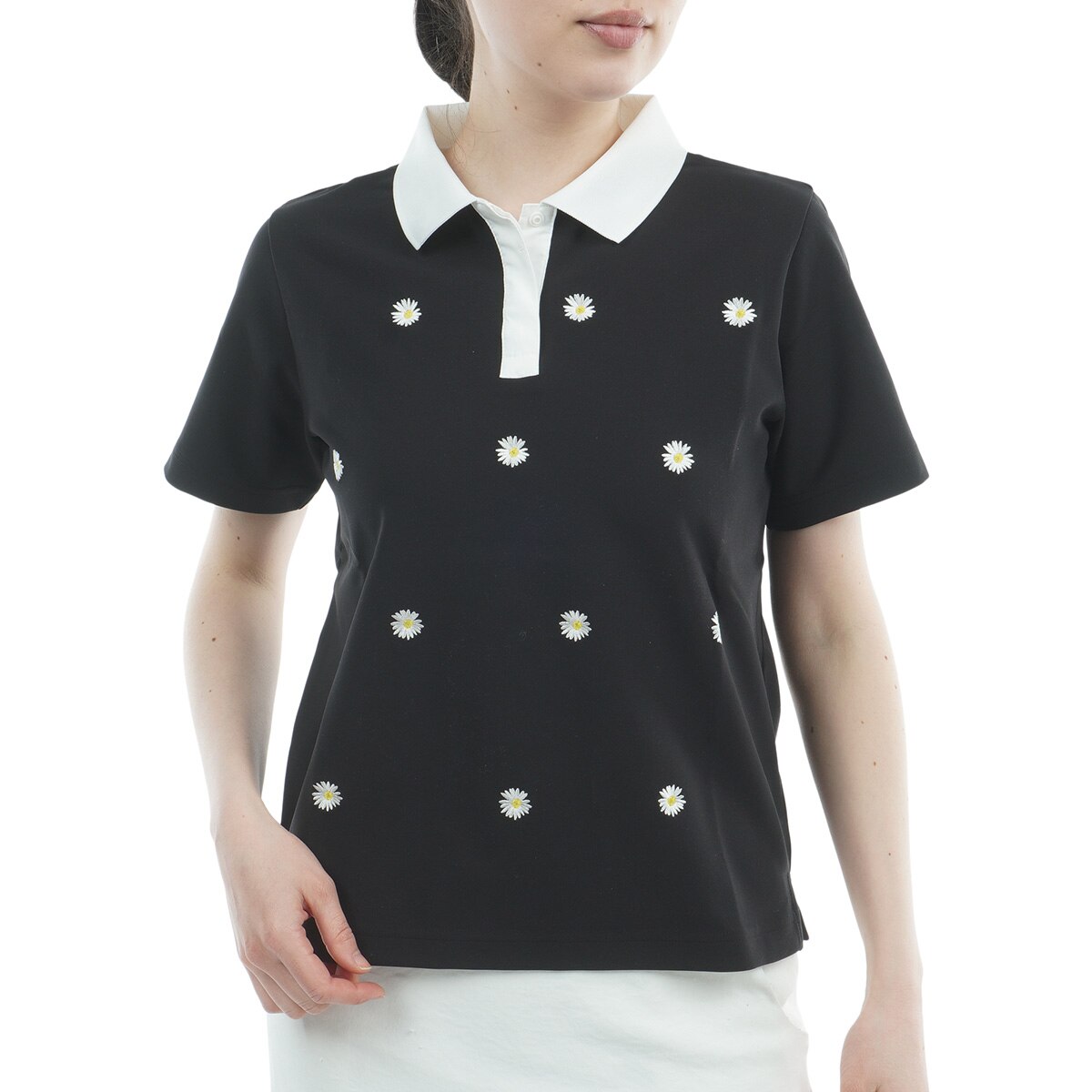 グリッドストレッチ Flower 半袖ポロシャツ レディス(半袖シャツ