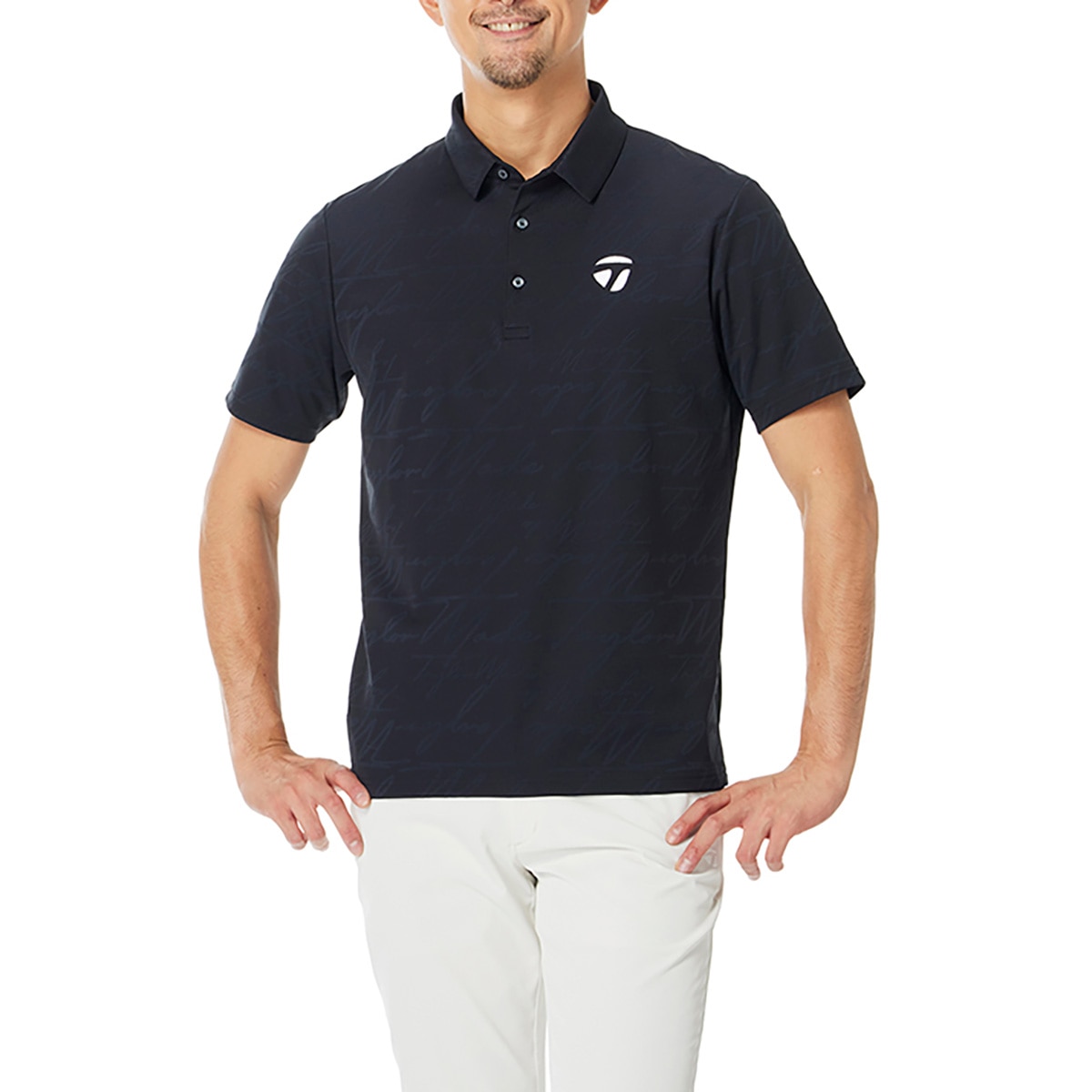 ストレッチ スクリプトジャカード 半袖ポロシャツ(半袖シャツ