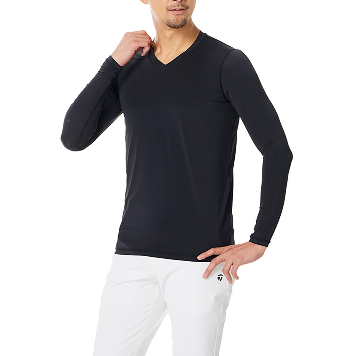 ストレッチ Vネックベースレイヤー長袖シャツ(【男性】機能（トップス