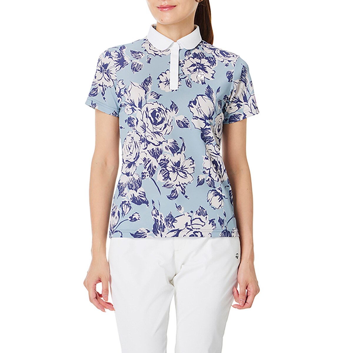 ストレッチ リバティーファブリックサークル半袖ポロシャツ レディス