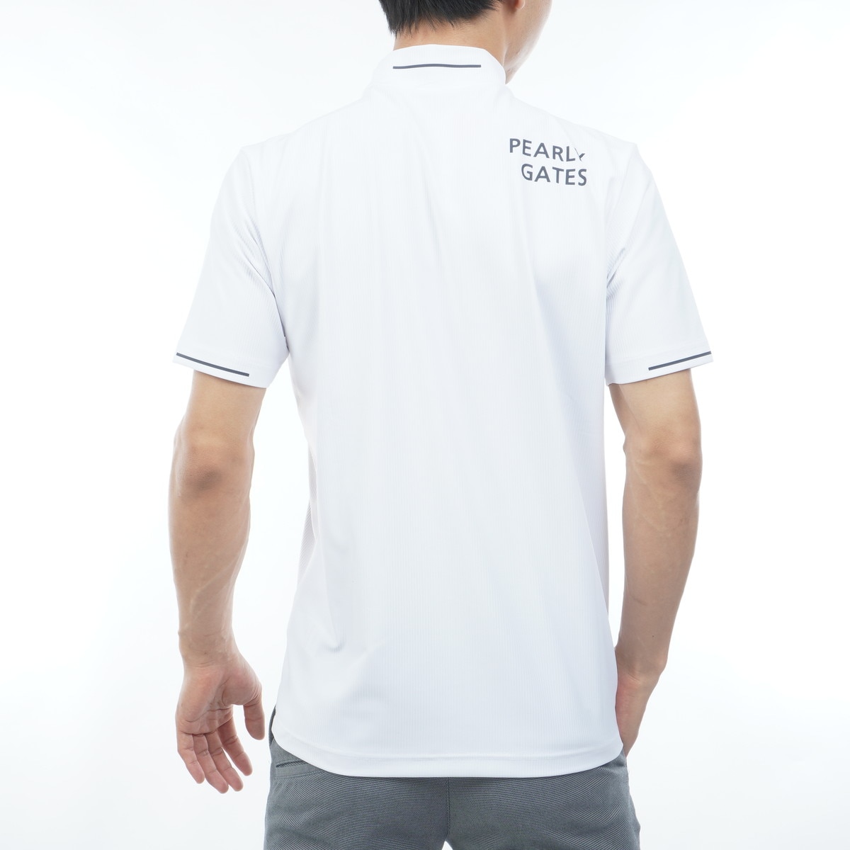 ✩新品タグ付✩ PEARLYGATES 半袖モックネックホワイト サイズ4M相当 ストレッチリップル モックネック半袖シャツ(半袖シャツ・ポロシャツ
