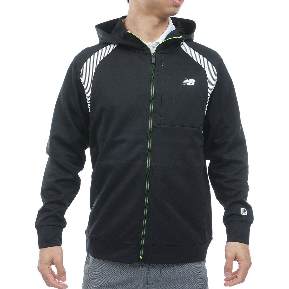 ★美品★New Balance Golf フルジップパーカー ライトグリーン S ストレッチ ハーフゲージ スウェットフルジップフーディー(中間着