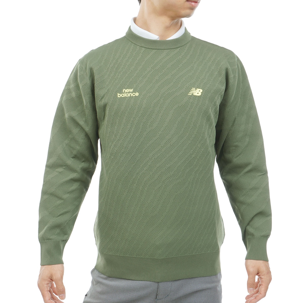 ストレッチ ゼブラジャカード×メッシュ編み クループルオーバー