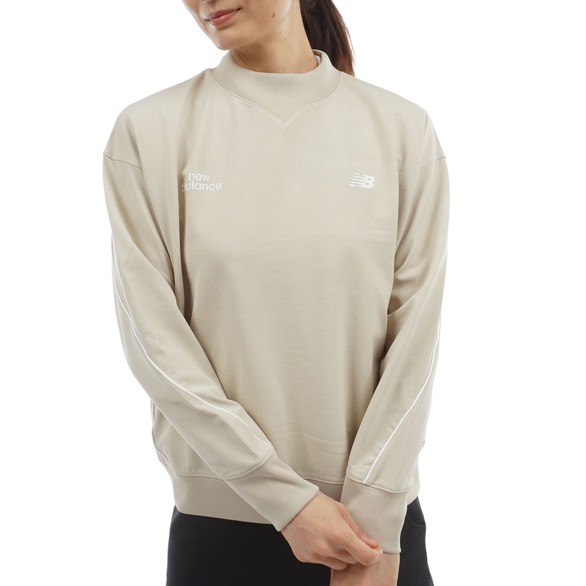 ストレッチ ダブルピケ スウェットモックネックプルオーバー レディス