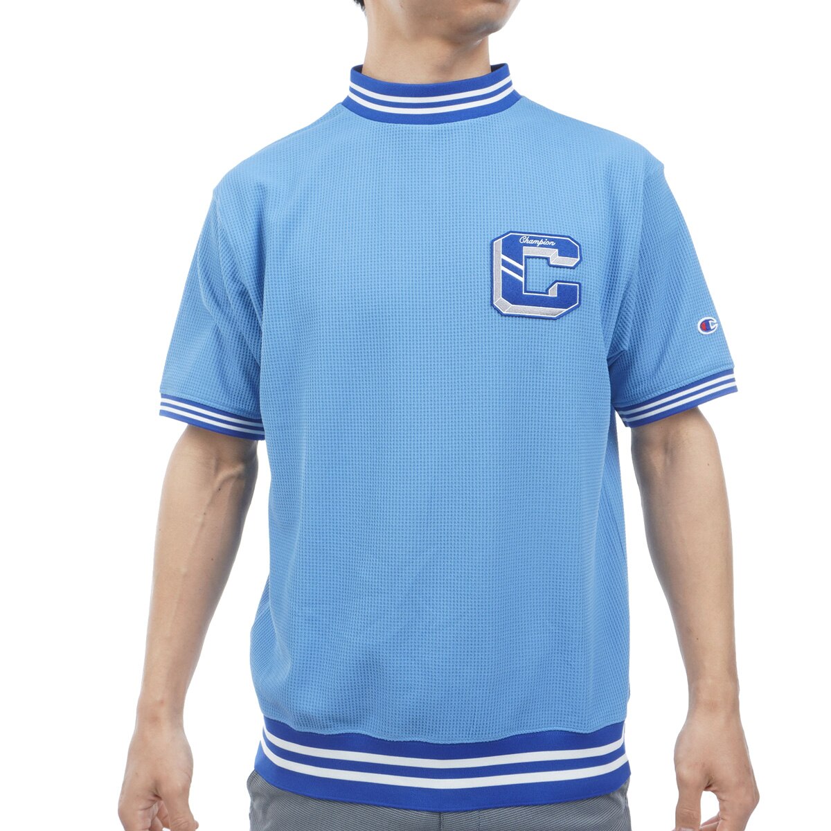 ライトドライワッフルプラス リラックスフィット モックネック半袖