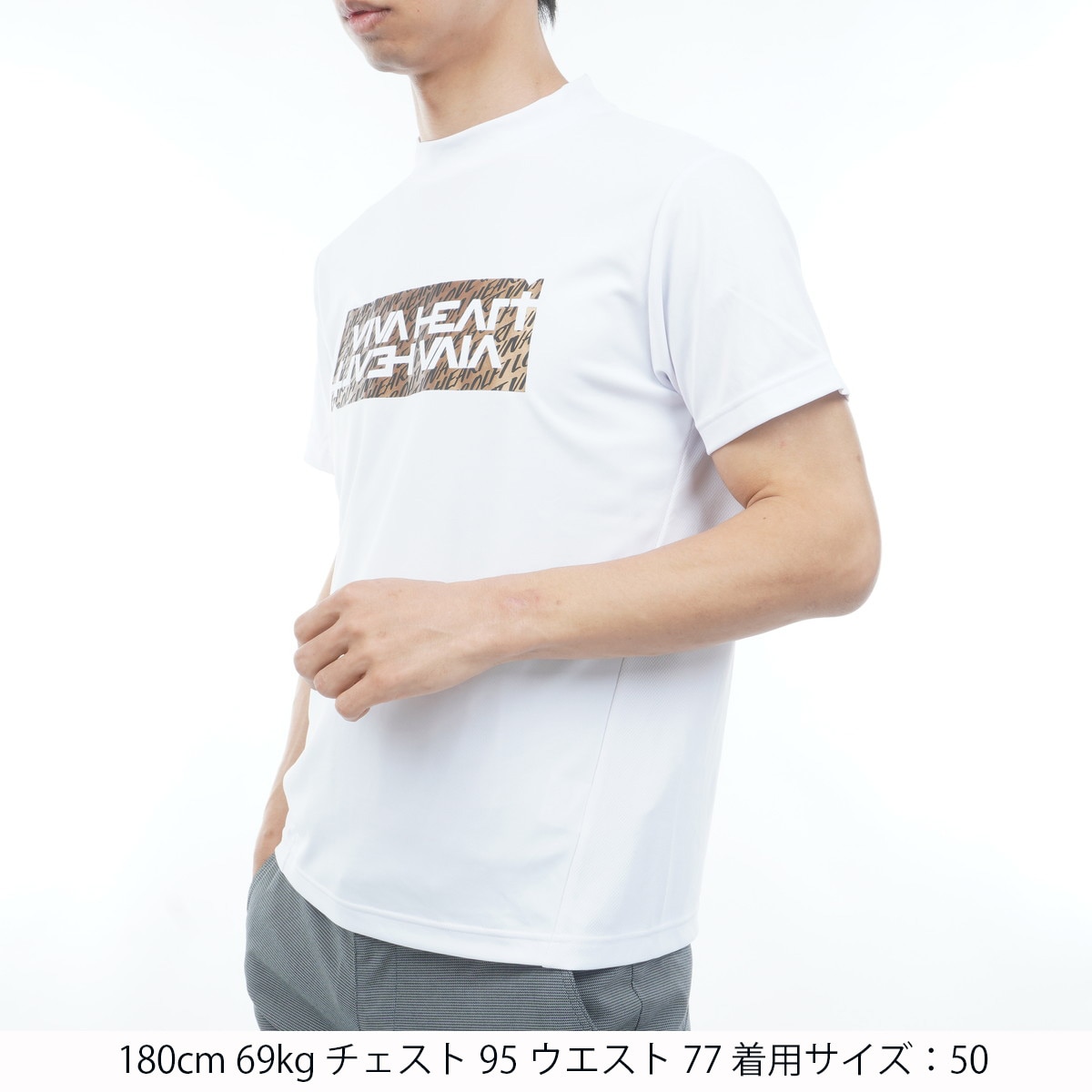 ボックスグラフィックモックネック半袖シャツ(半袖シャツ・ポロシャツ