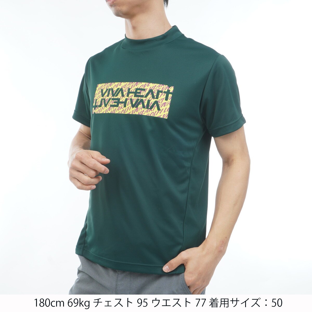 ボックスグラフィックモックネック半袖シャツ(半袖シャツ・ポロシャツ