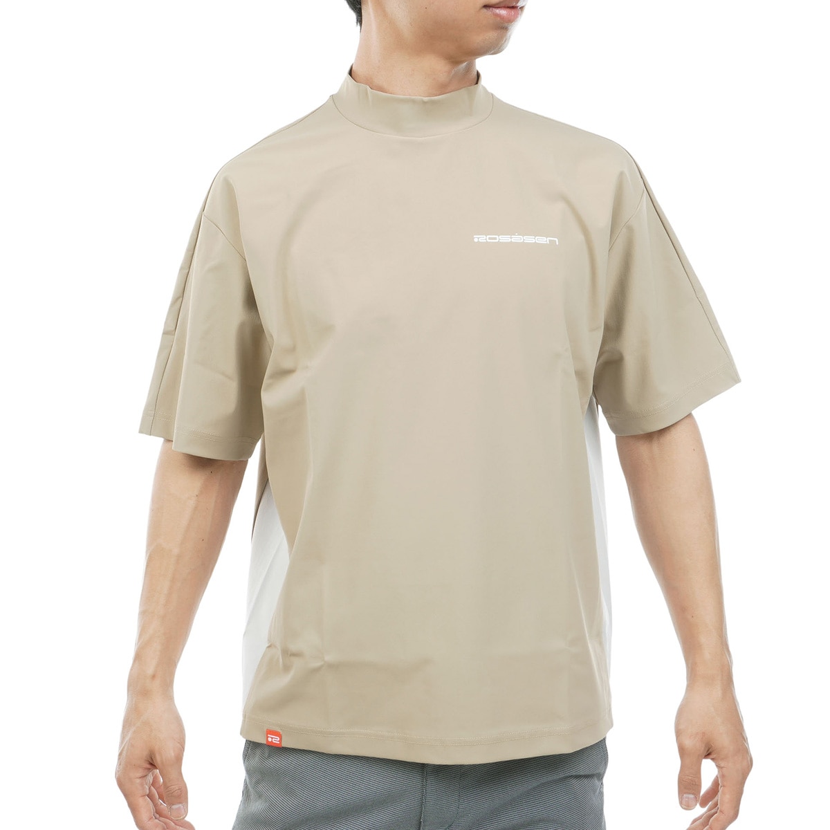 ストレッチ バックロゴ 半袖モックネックシャツ(半袖シャツ