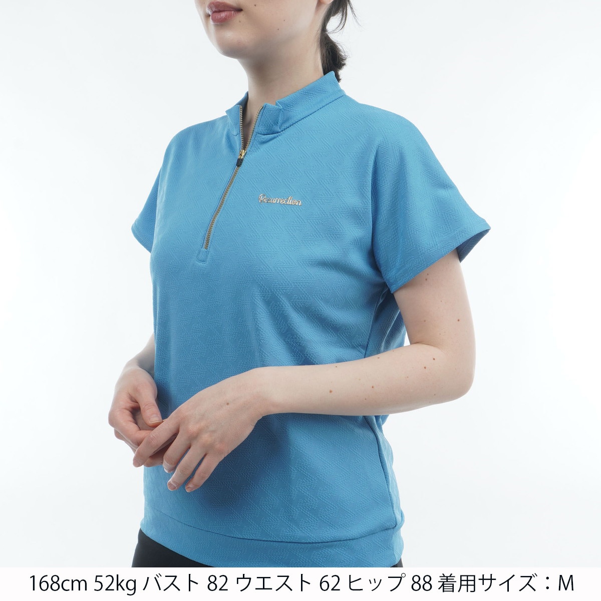 ジャカード ハーフジップ半袖シャツ レディス(半袖シャツ・ポロシャツ