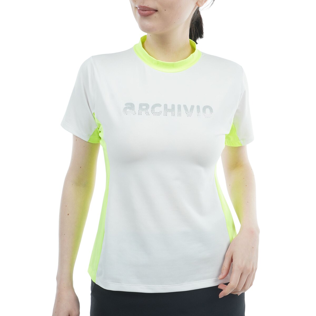 アルチビオ archivio スポーツウェア 半袖 ポロシャツ ハイネック 38 UV速乾サイド配色半袖ハイネックプルオーバー レディス(半袖シャツ
