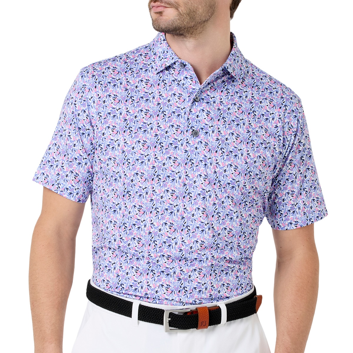 メドウプリント ストレッチライル半袖ポロシャツ(半袖シャツ