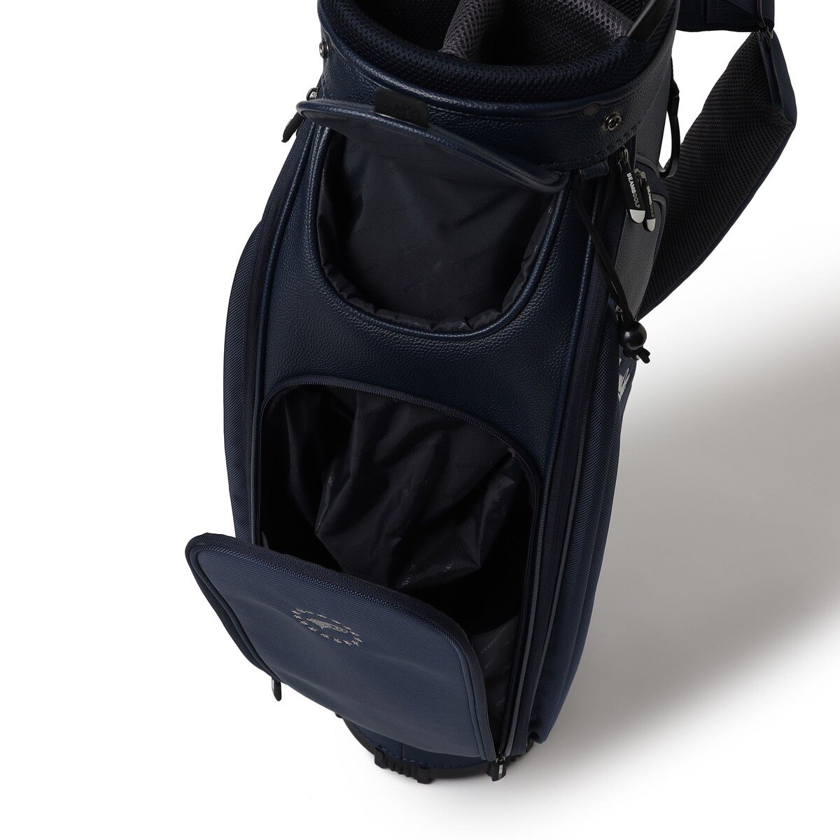 BEAMS GOLF ネイビー キャディバッグ8.5インチ スクリプトロゴ ネイビー キャディバッグ(8.5インチ)(【男性】キャディ