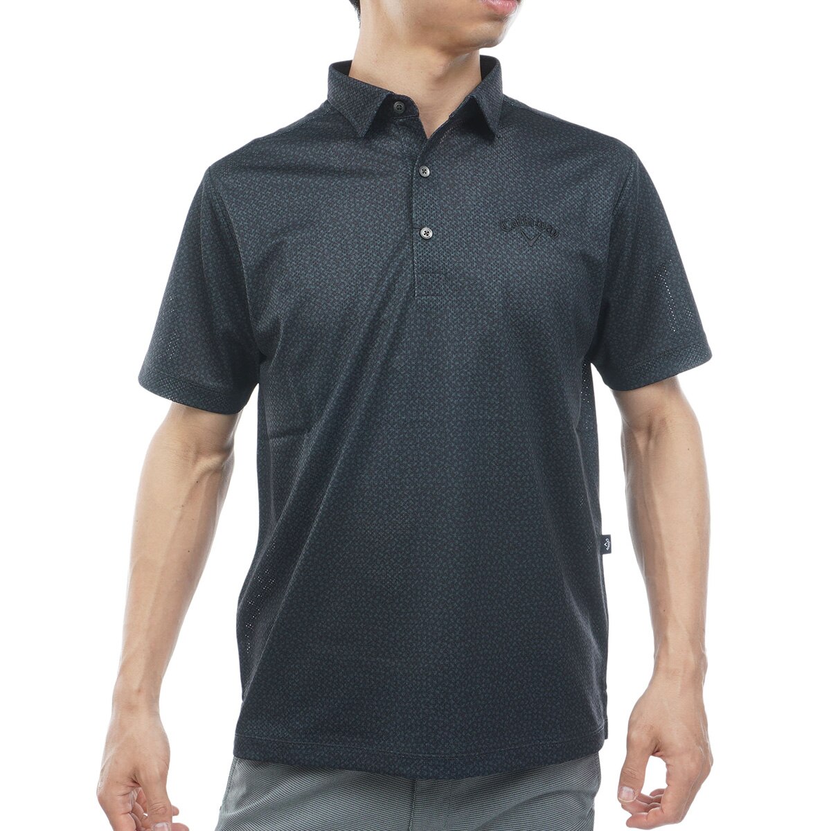 かざあなメッシュ小ヤシの木総柄半袖ポロシャツ(半袖シャツ