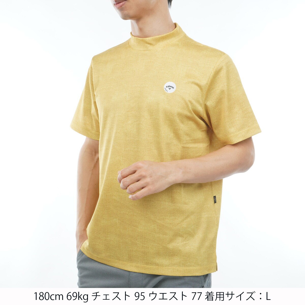かざあなメッシュシャンブレー柄半袖モックネックシャツ(半袖シャツ