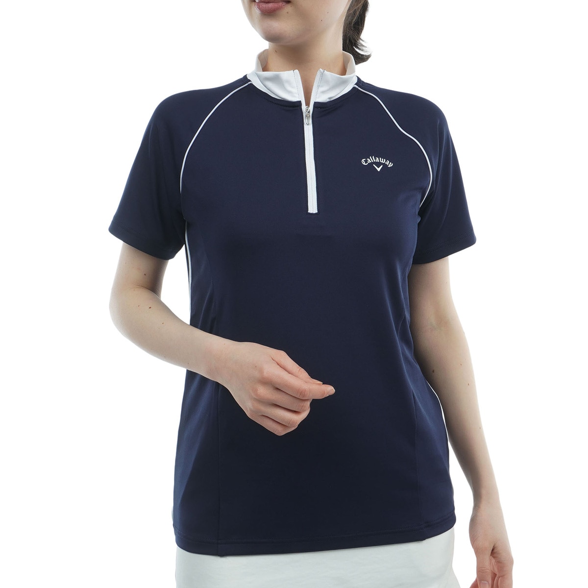 ストレッチスムース半袖モックネックシャツ レディス(半袖シャツ