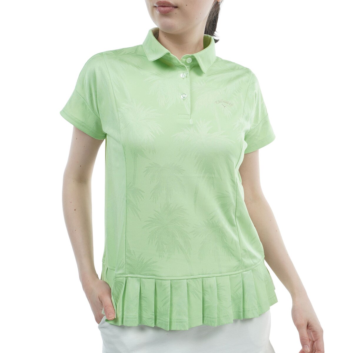 ヤシの木ジャカード半袖リラックスポロシャツ レディス(半袖シャツ