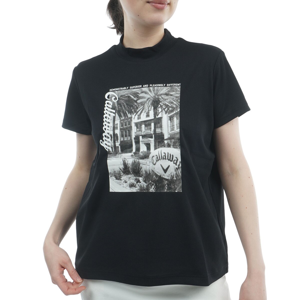 フォトプリント半袖モックネックシャツ レディス(半袖シャツ