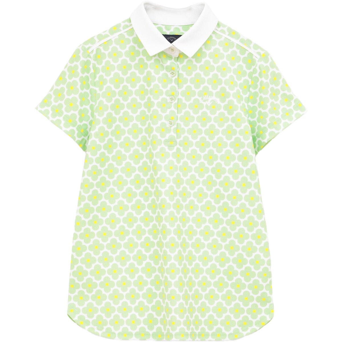 レトロフラワープリント半袖ポロシャツ レディス(半袖シャツ