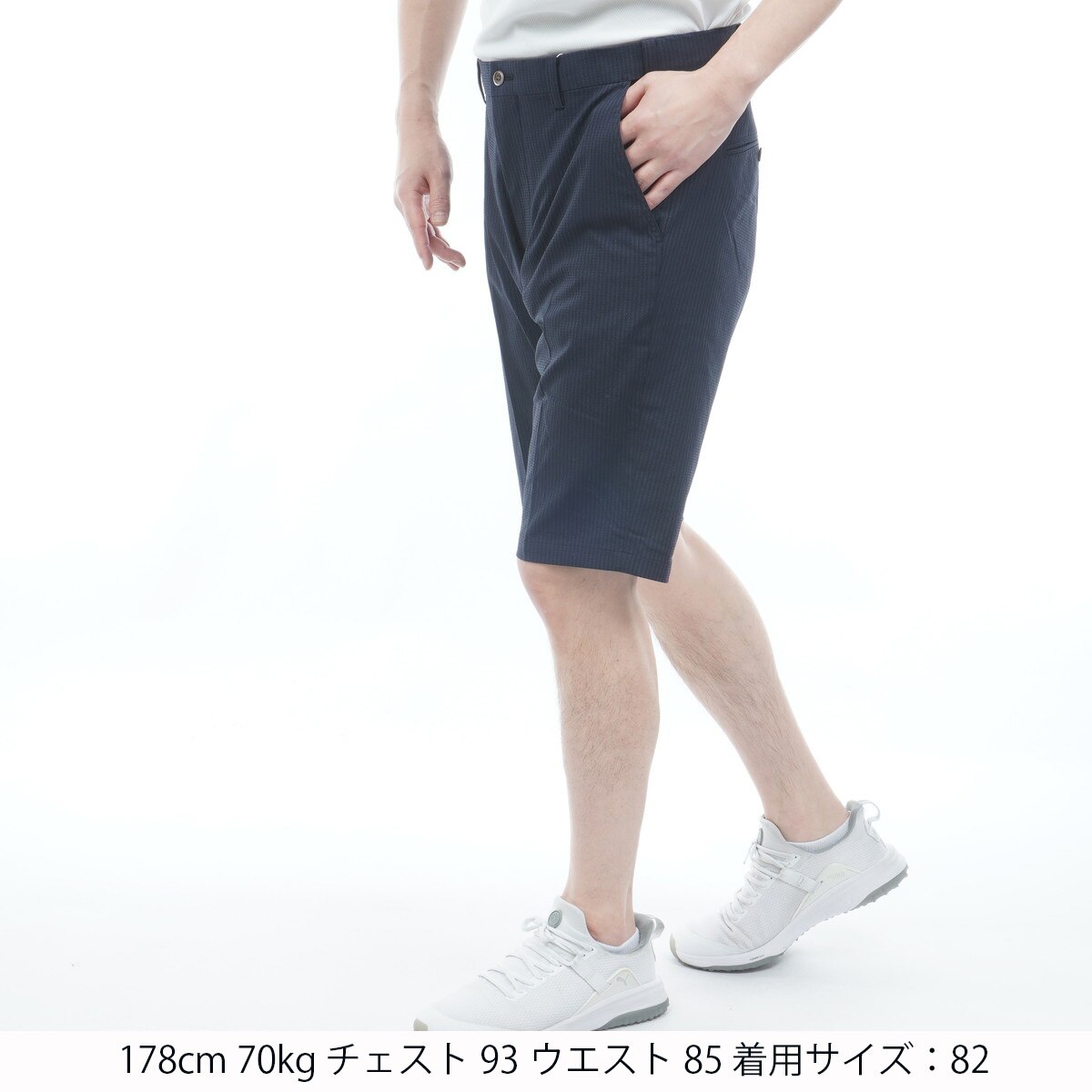ストレッチ シアサッカーウエストフリーハーフパンツ(ハーフパンツ