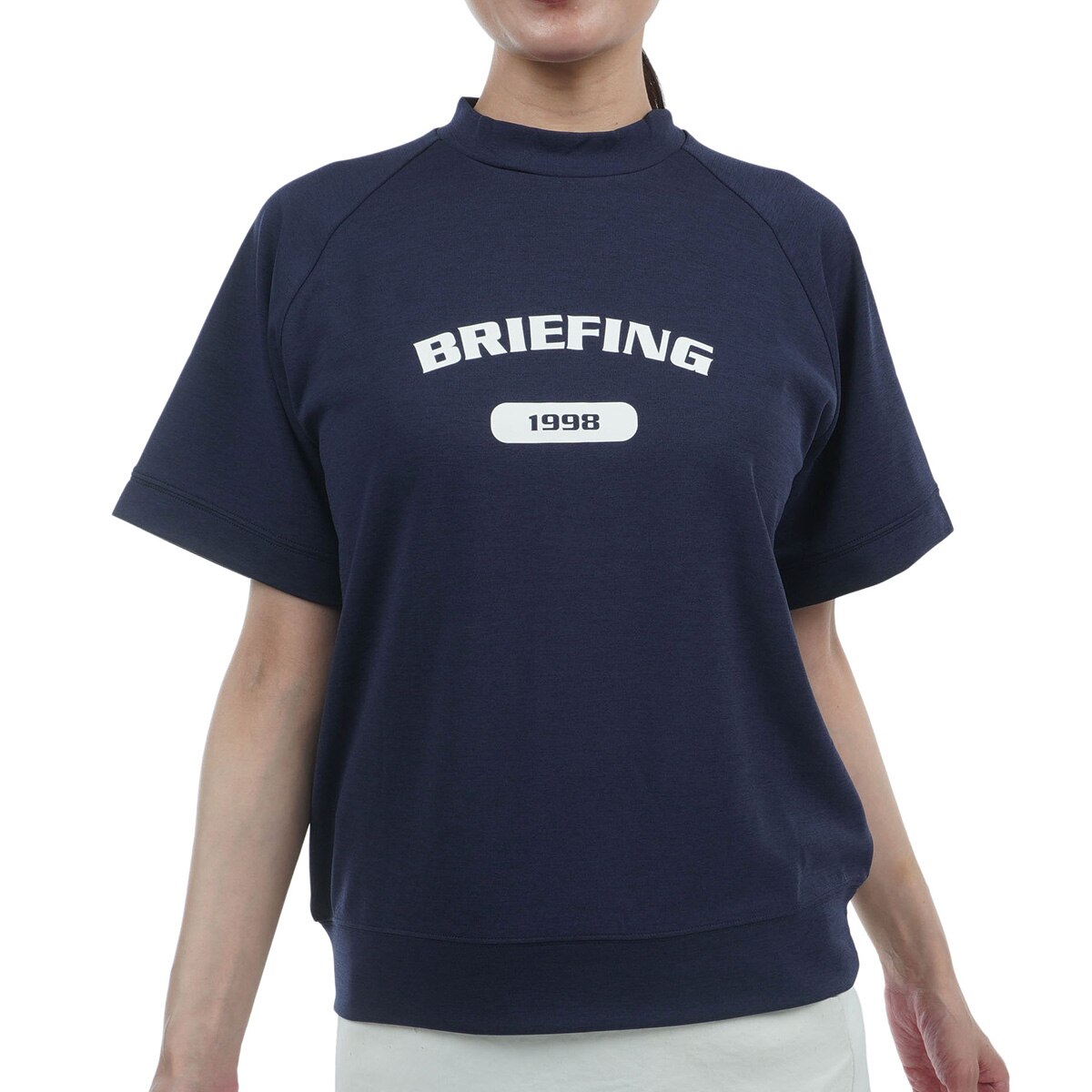 新品★BRIEFING 黒S ロゴモノグラムハイネックシャツ レディース 半袖 ツアー ハイネック半袖シャツ レディス(半袖シャツ・ポロシャツ