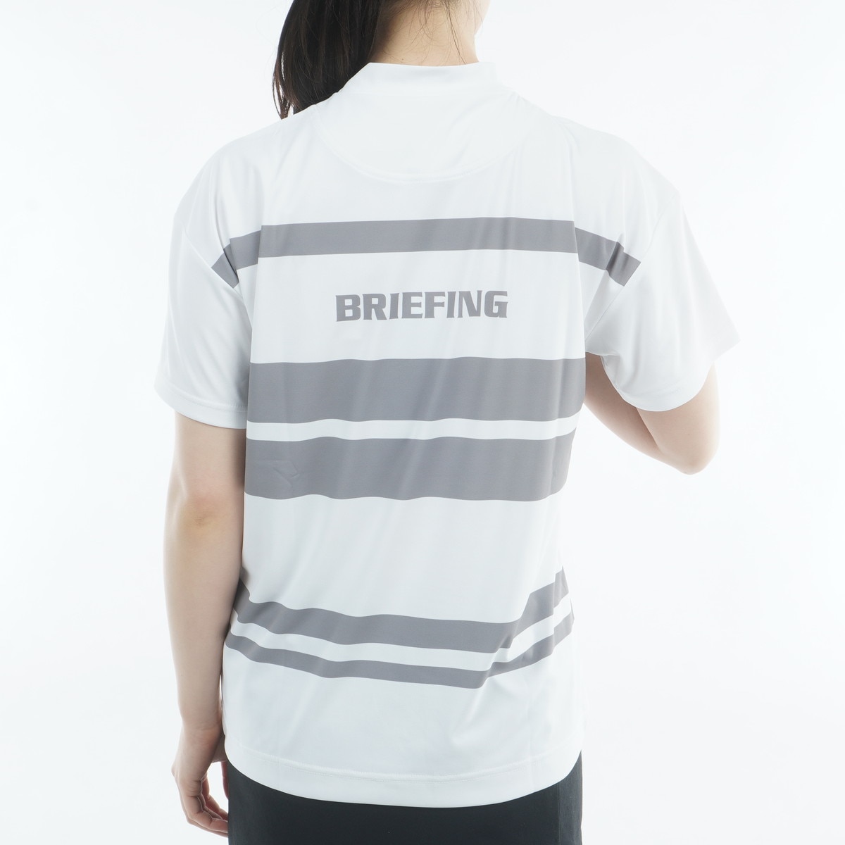 BRIEFING ストライプ ハイネックポロシャツ BRIEFING｜メンズパネルストライプハイネックリラックスフィット
