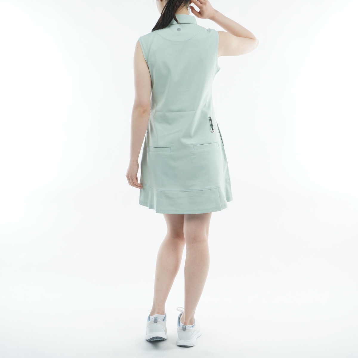 ブリーフィング　ストレッチノースリーブワンピース　ブルーグリーン　S ストレッチ PLEATED ノースリーブワンピース レディス(ワンピース