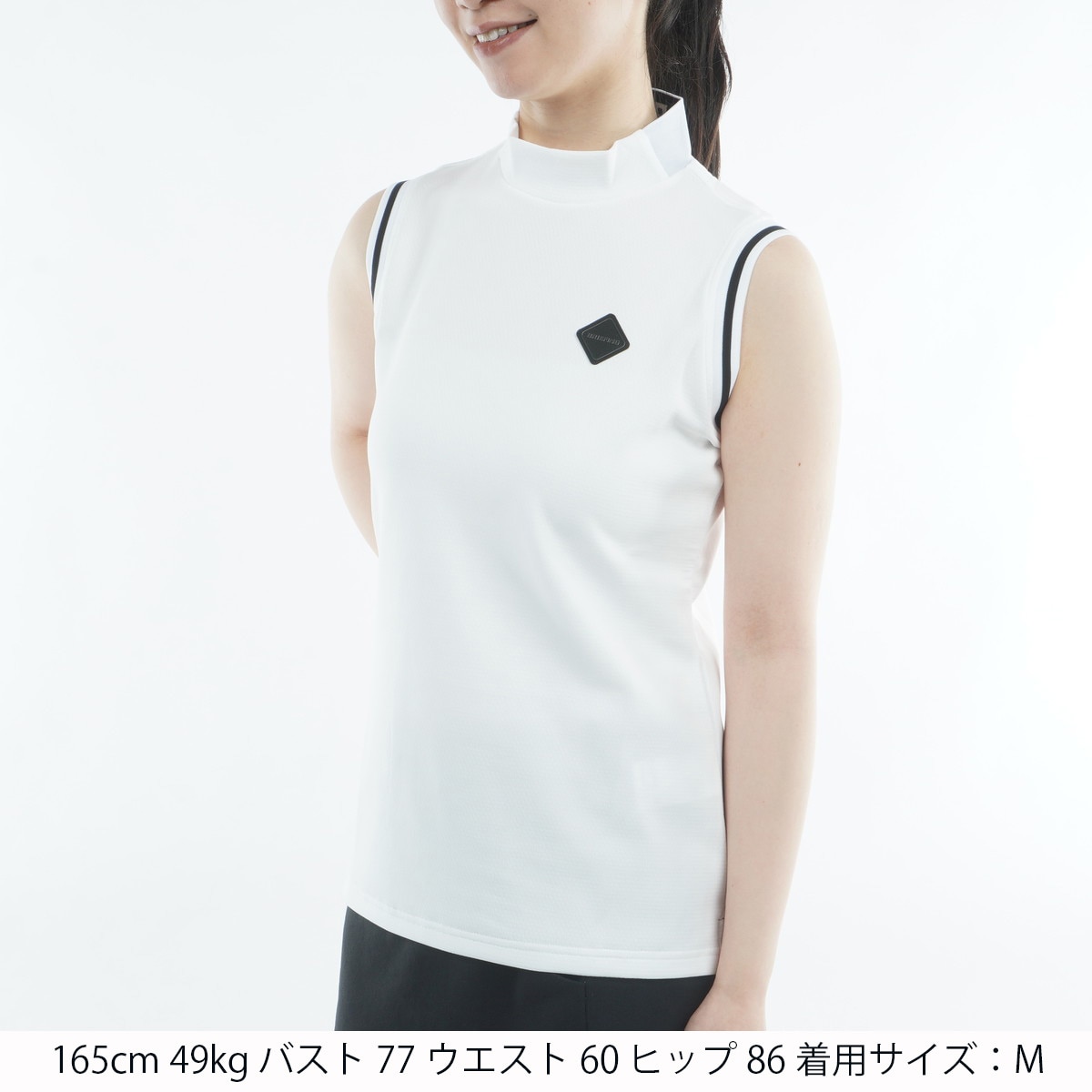 ネックロゴ ハイネックノースリーブシャツ レディス(半袖シャツ