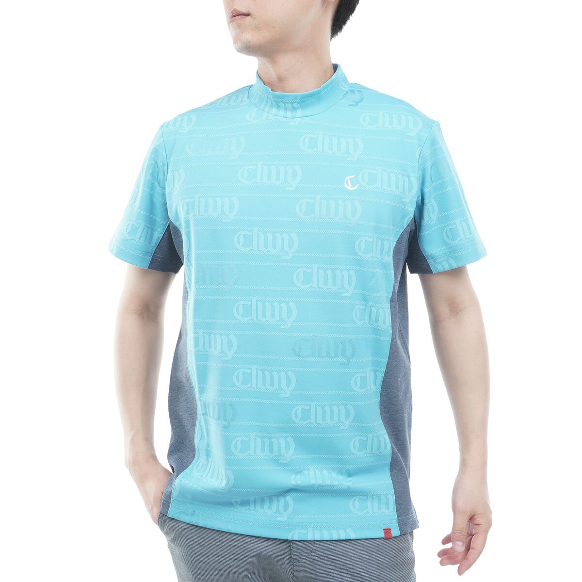 ジャカード×ドットメッシュ モックネック半袖シャツ(半袖シャツ