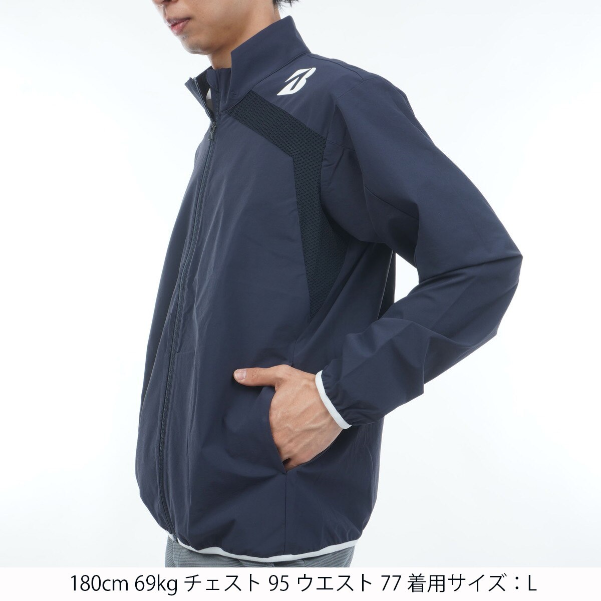 B-01 ストレッチ 長袖前開きブルゾン(アウター(ブルゾン、ウインド