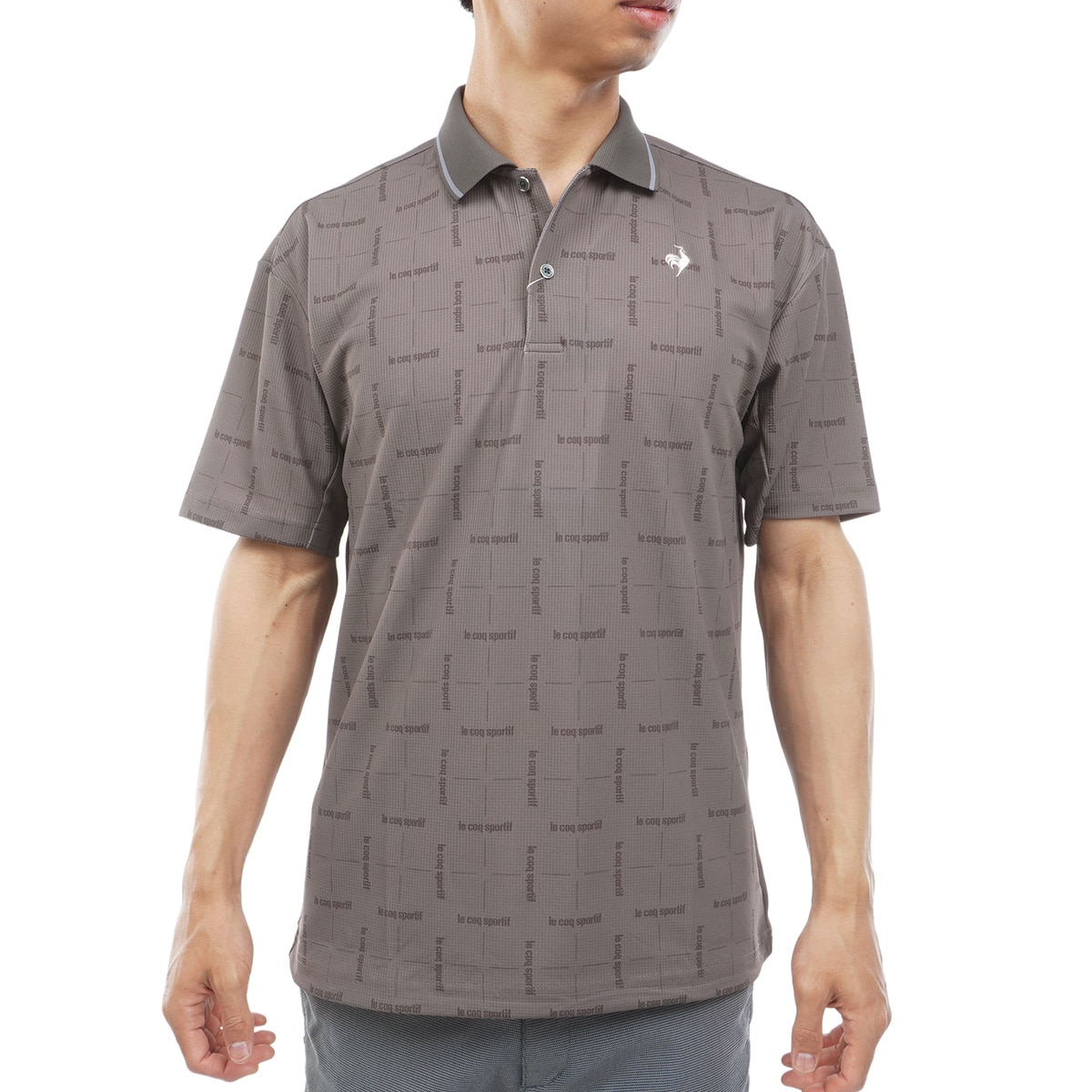 ストレッチ MID SUMMER2 モノグラム柄ワイドシルエット半袖ポロシャツ