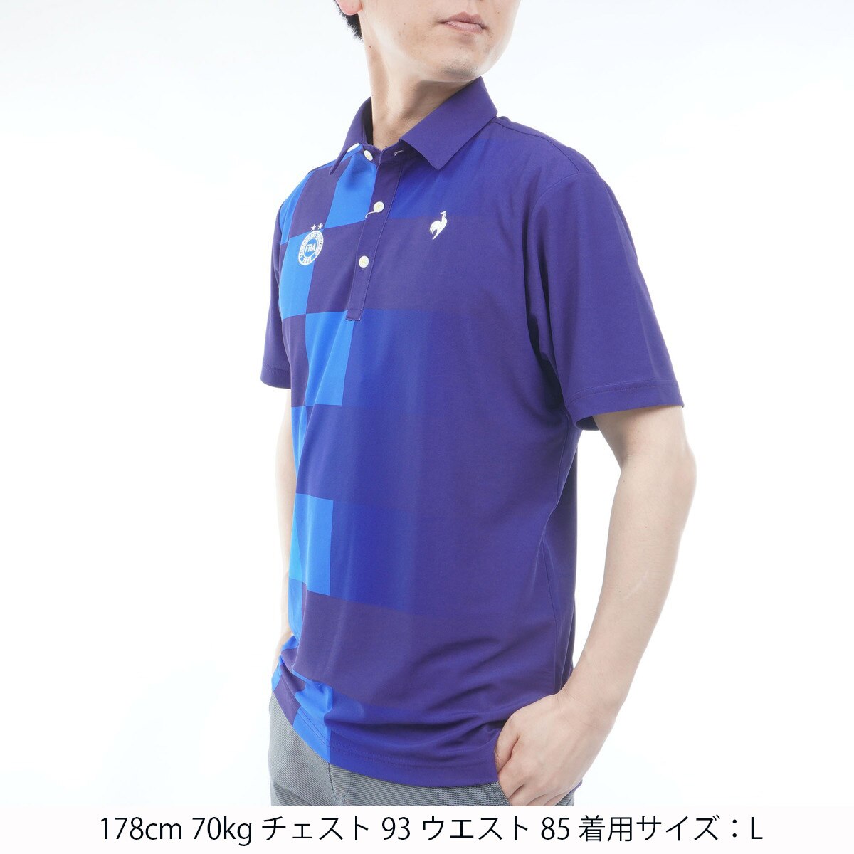 ストレッチ MID SUMMER1 グラデーションブロック柄半袖ポロシャツ(半袖