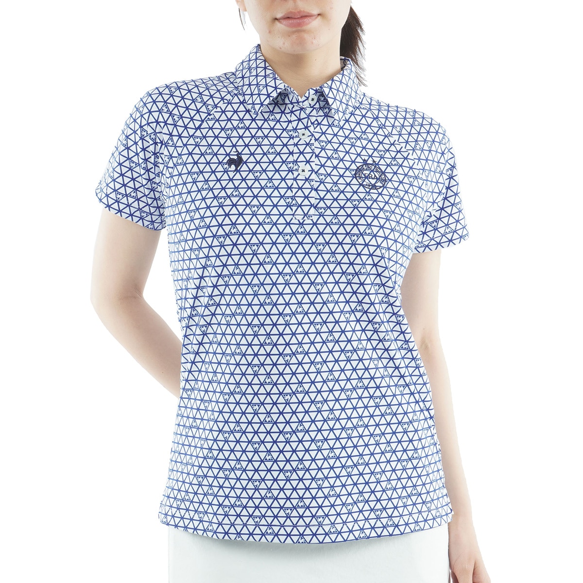 新品ルコック ゴルフ　Lサイズ　デニム調　半袖シャツ　ポロシャツ レディース MID SUMMER1 半袖ポロシャツ レディス(半袖シャツ・ポロシャツ)|Le coq