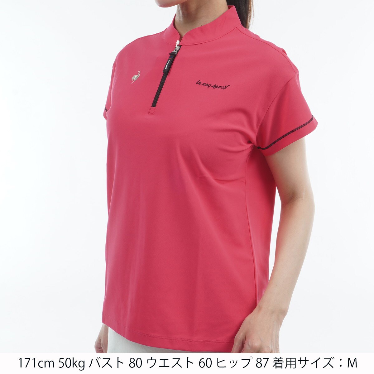 ゴルフィッカーズ　GDO限定 ストレッチ ハーフジップ・ワイド半袖ポロシャツ ストレッチ ワイドシルエット ハーフジップ半袖シャツ レディス(半袖