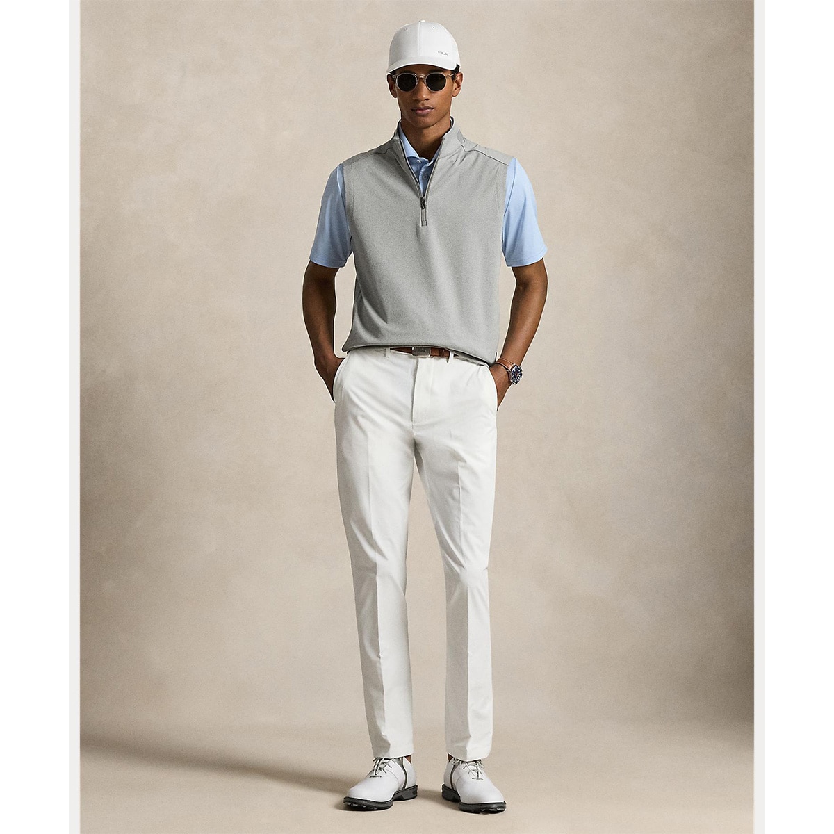 RLX ストレッチ ジャージー ジップ モックネックベスト(ベスト)|POLO