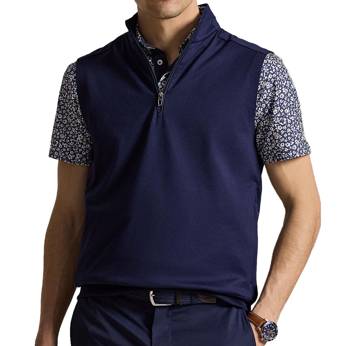 RLX ストレッチ ジャージー ジップ モックネックベスト(ベスト)|POLO