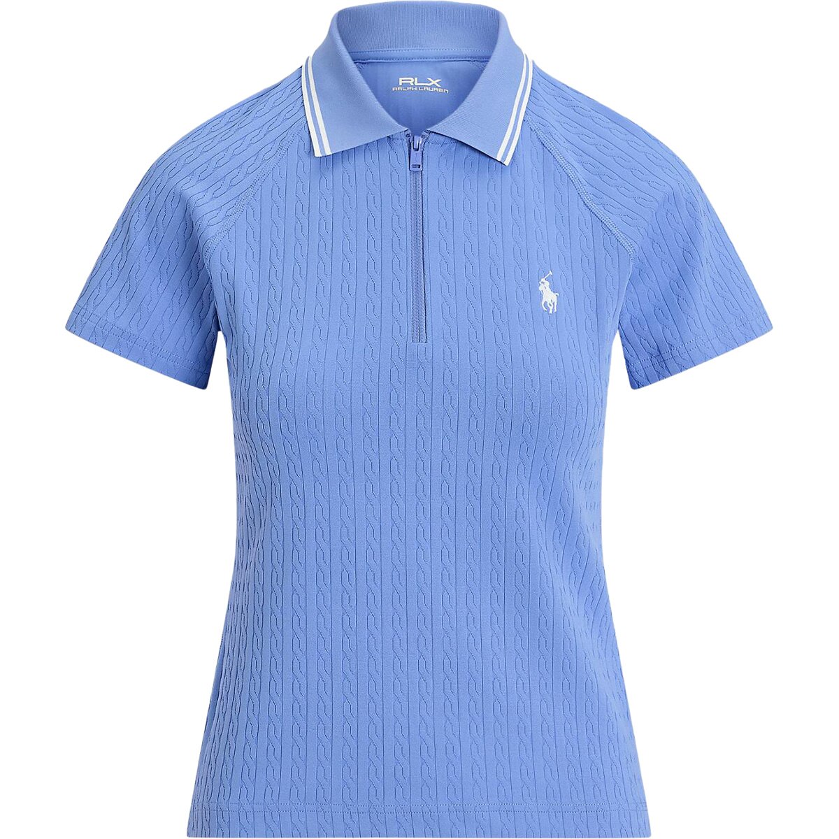 RLX ストレッチ ケーブル ジャカード クォータージップ 半袖ポロシャツ