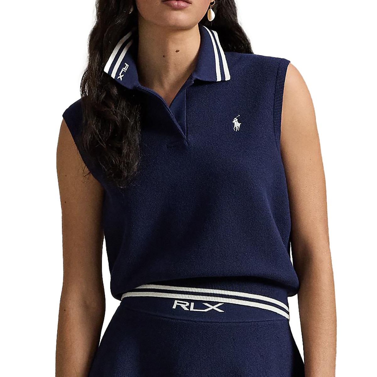 RLX コットンブレンド ポロカラー スリーブレスセーター レディス(中間