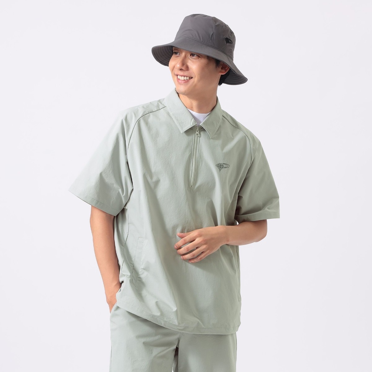 ORANGE LABEL ストレッチ ハーフジップ ショートスリーブ ピステ