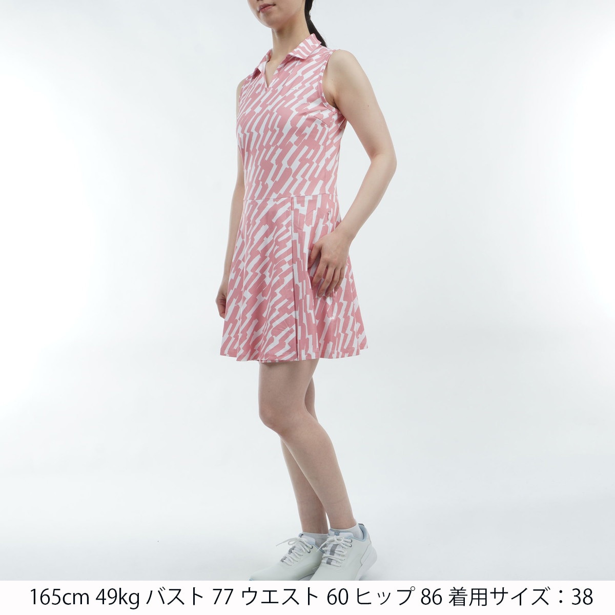 ジェイリンドバーグ ノースリーブワンピース ショートパンツ セット S ピンク Dana プリント柄 ストレッチ ノースリーブワンピース レディス