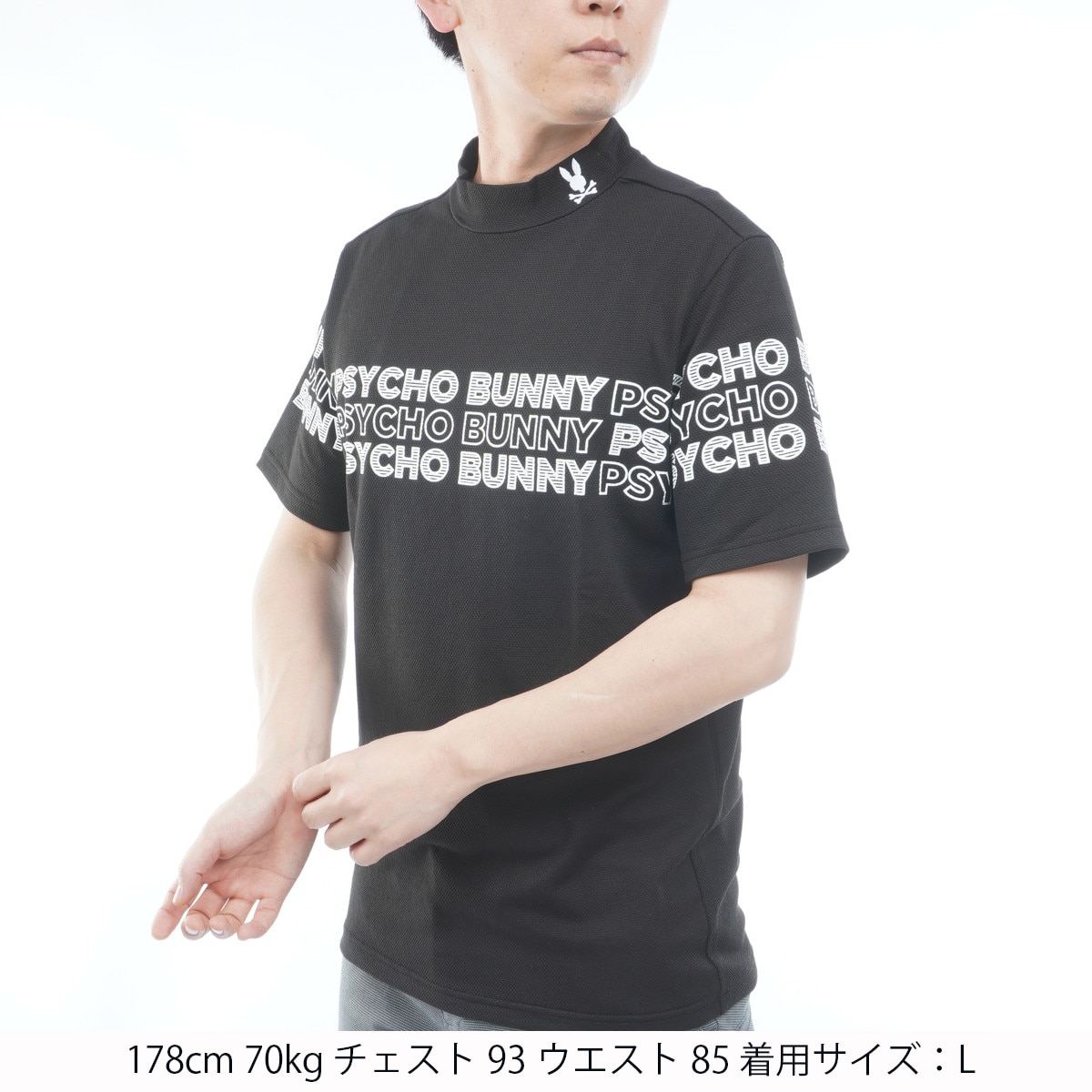 GOLF ロゴパネルプリント ハニカム半袖モックネックシャツ(半袖シャツ