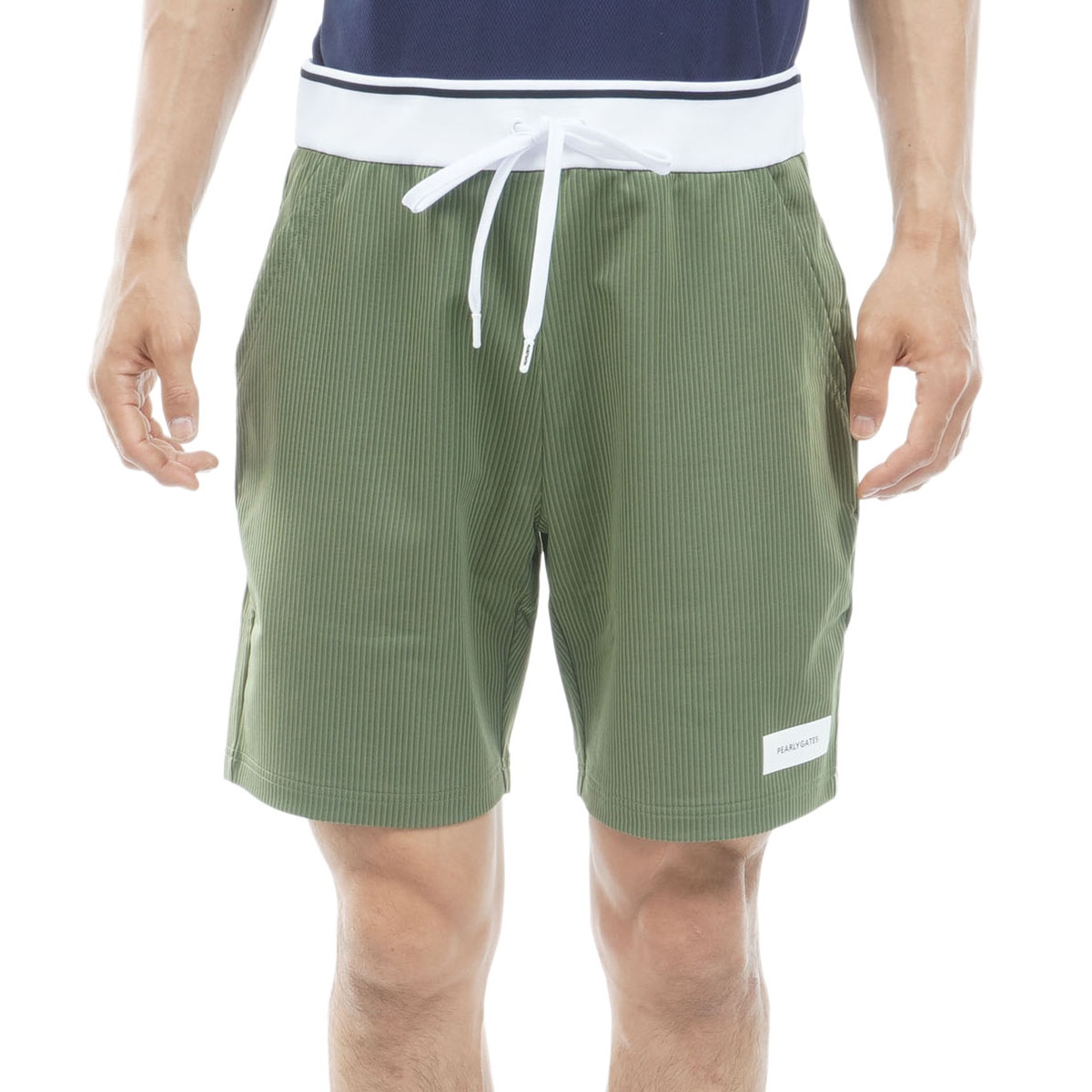 PEARLY GATES ゴルフ ショートパンツ カーキ サッカーストライプ ストレッチ ショートパンツ(ハーフパンツ)|PEARLY