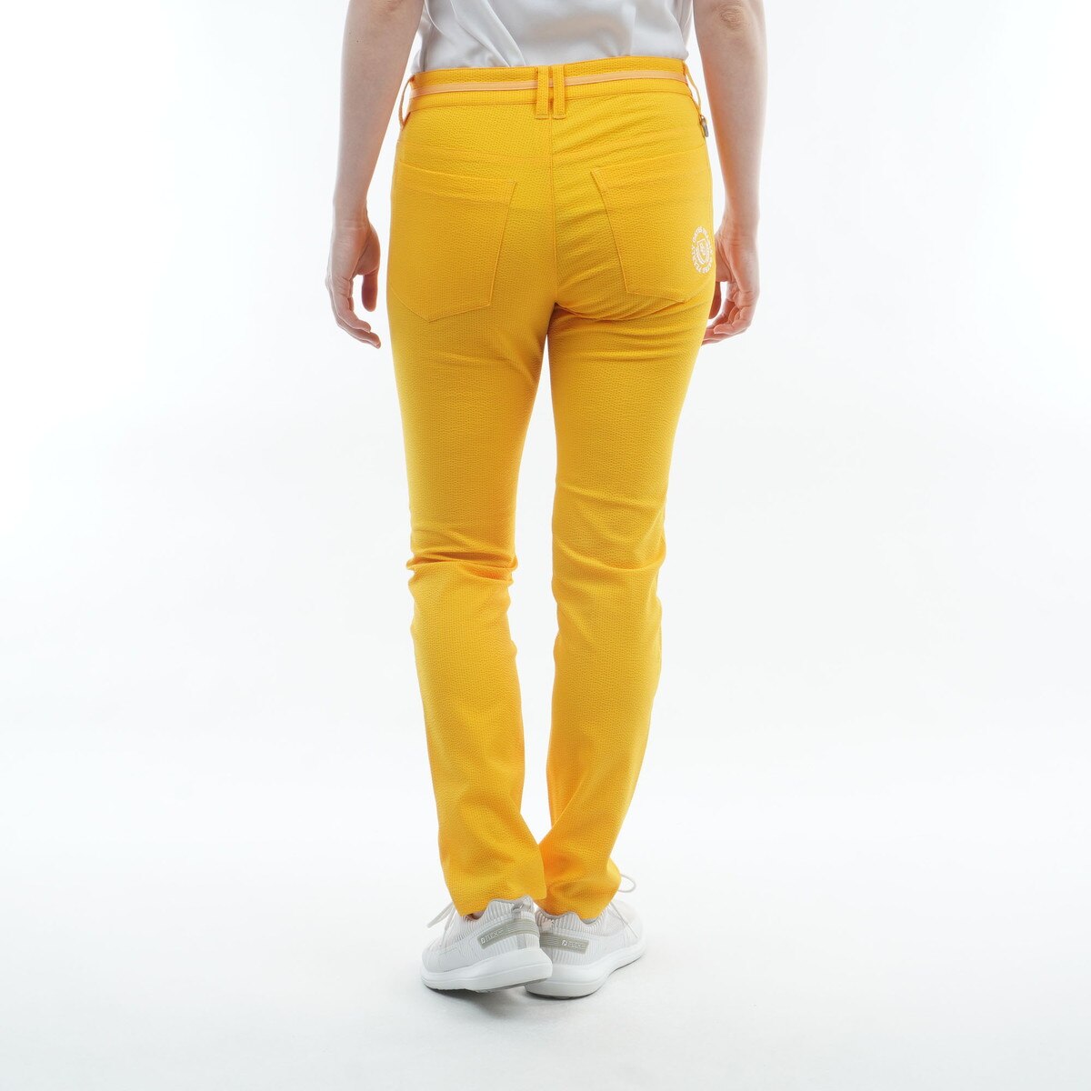 705 パーリーゲイツ 定価24,200 レディースレインパンツ イエロー1 M ストレッチサッカーノータックパンツ レディス(ロングパンツ)|PEARLY