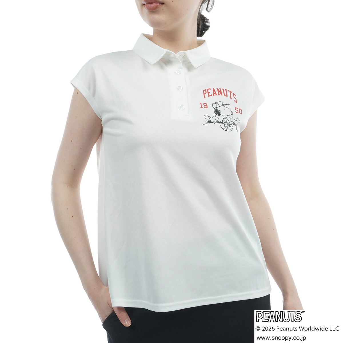 DELSOL×PEANUTS PEANUTSコラボ ラウンドヘムフレンチスリーブ