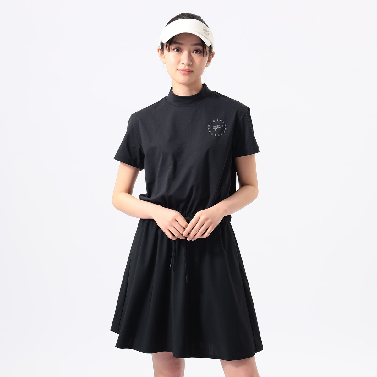 BEAMS GOLF ブラック ベスト ワンピース ORANGE LABEL ウエスト切替 コンビ ワンピース レディス(ワンピース
