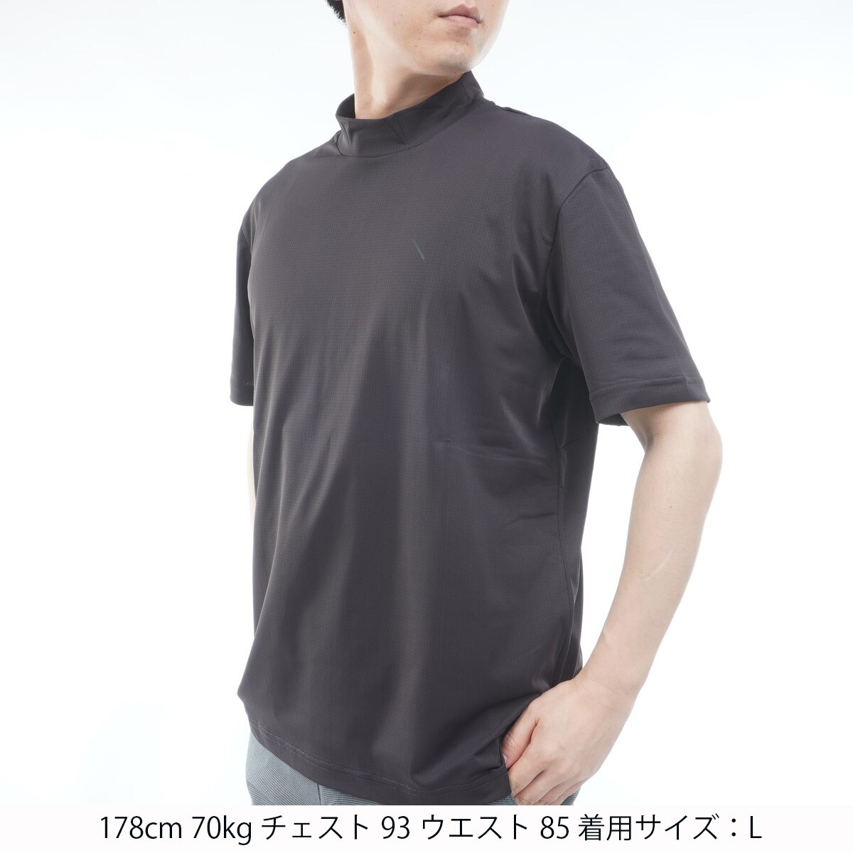 ストレッチ ドットメッシュ ハーフモックネック半袖シャツ(半袖シャツ