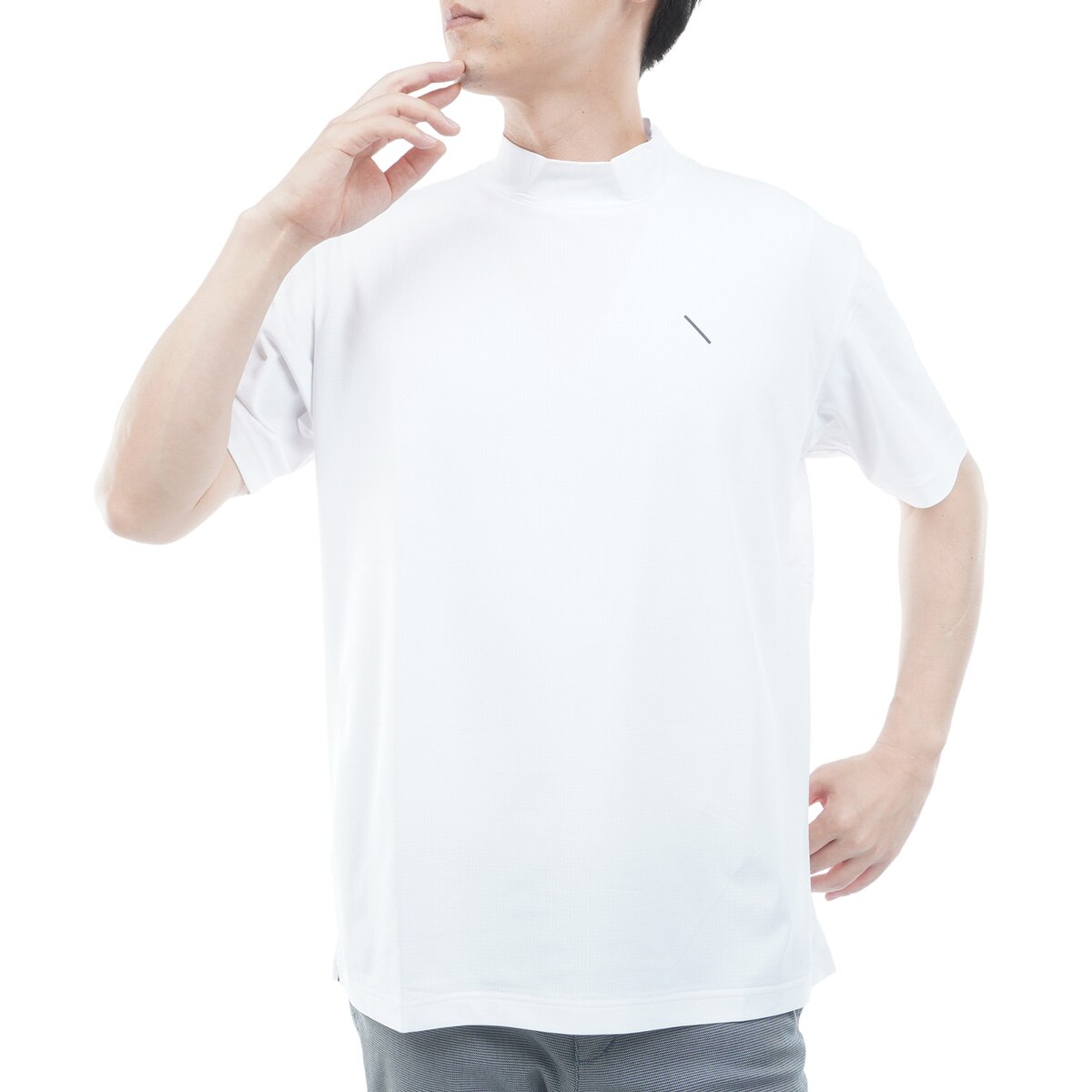 ストレッチ ドットメッシュ ハーフモックネック半袖シャツ(半袖シャツ