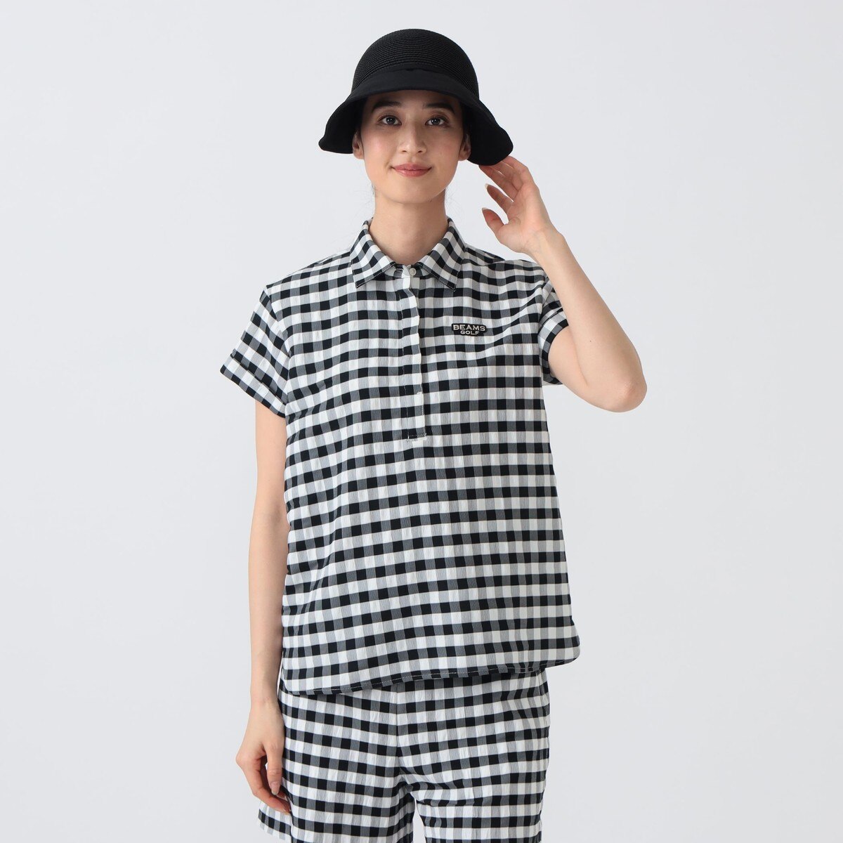 PURPLE LABEL ビッグギンガムチェック ハーフプラケット レディス(半袖