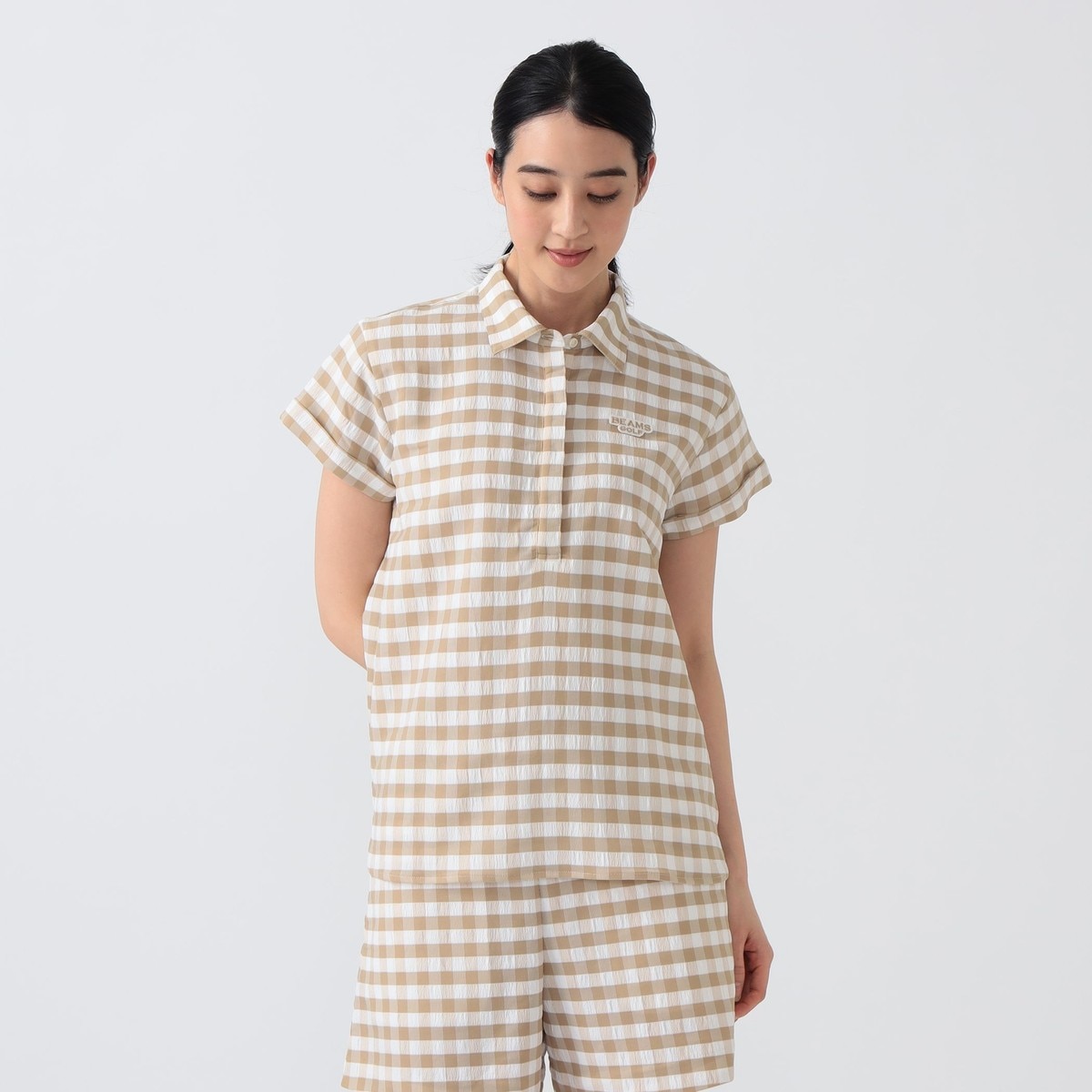 PURPLE LABEL ビッグギンガムチェック ハーフプラケット レディス(半袖