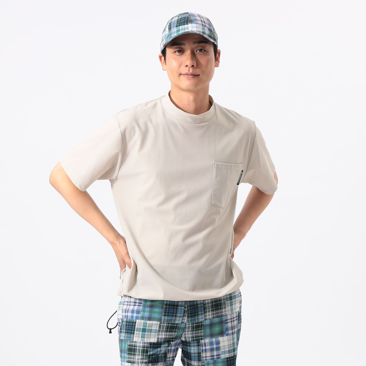 ORANGE LABEL ナイロン メッシュ モックネックシャツ(半袖シャツ